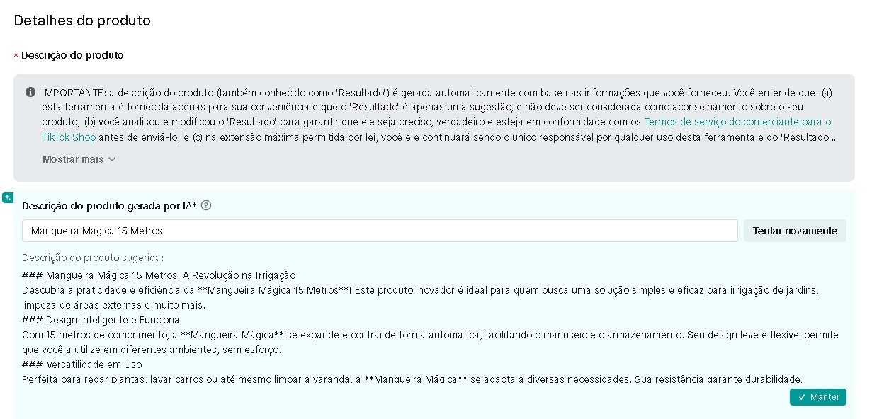 IA sugerindo descrição e título