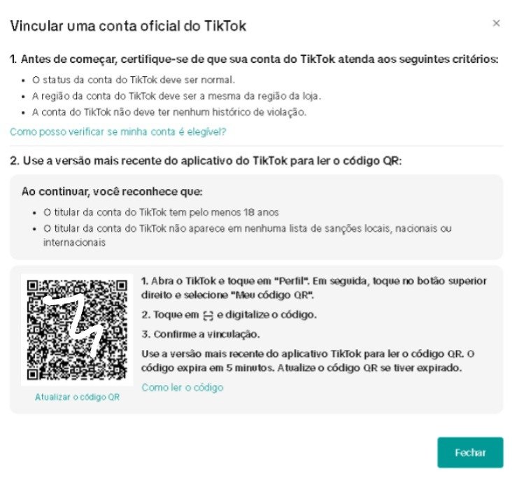 QRCode para vincular conta TikTok